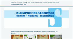 Desktop Screenshot of klempnerei-sadowski.de