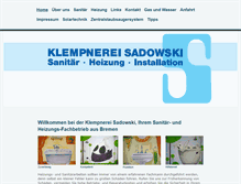 Tablet Screenshot of klempnerei-sadowski.de